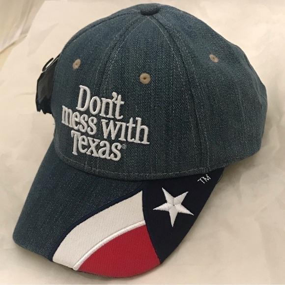 Don't Mess with Texas Cotton Red White Blue Adjustable Ball Cap NWT - Picture 3 of 13